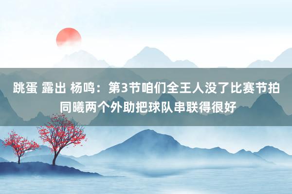 跳蛋 露出 杨鸣：第3节咱们全王人没了比赛节拍 同曦两个外助把球队串联得很好